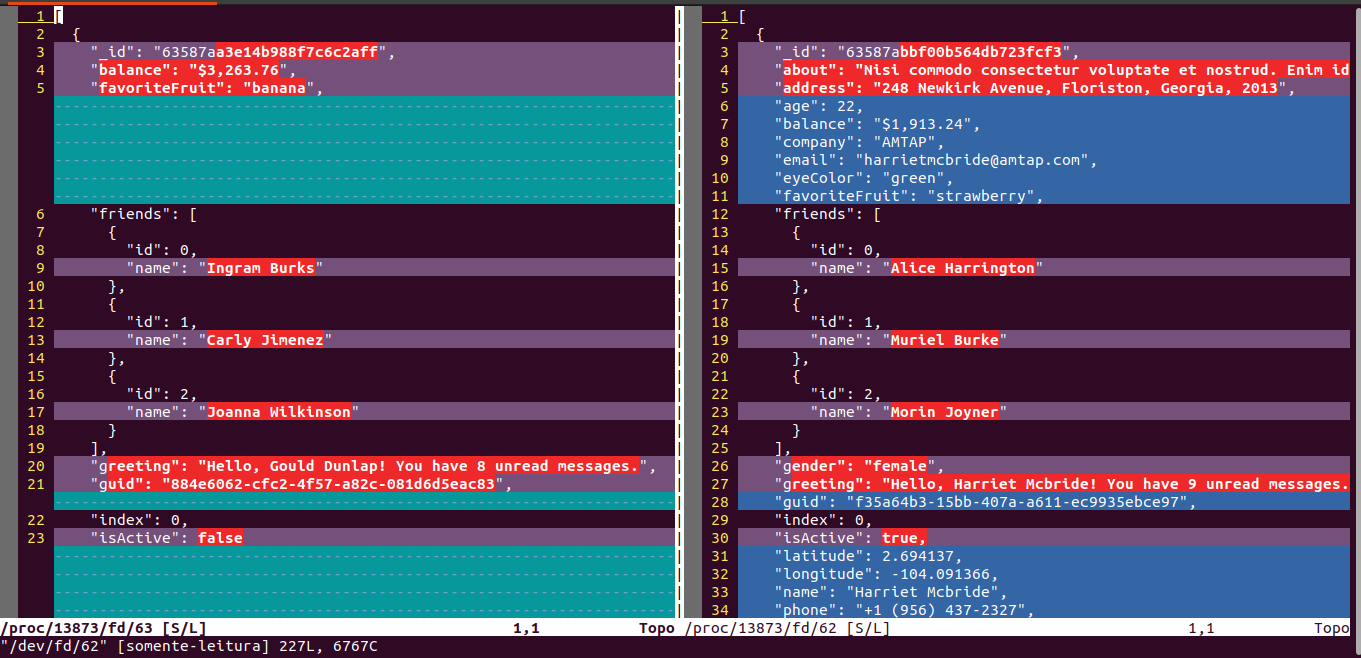 Diferença com a formatação correta