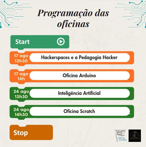 flier com a programação das oficinas