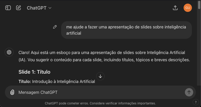 "chatgpt exemplo"